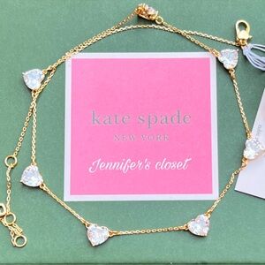 KATE SPADE Gold-Tone Cubic Zirconia Heart Scatter Necklace